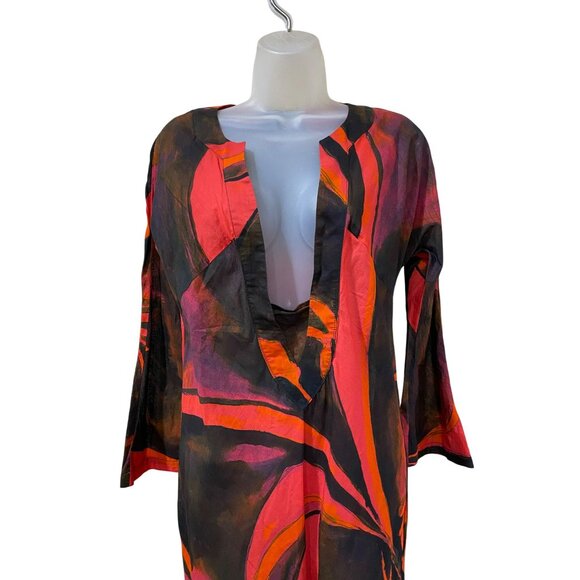 Louisa Ballou Tropical Print Maxi Dress 100% Cotton Size Medium Retail $1215 - Picture 3 of 14